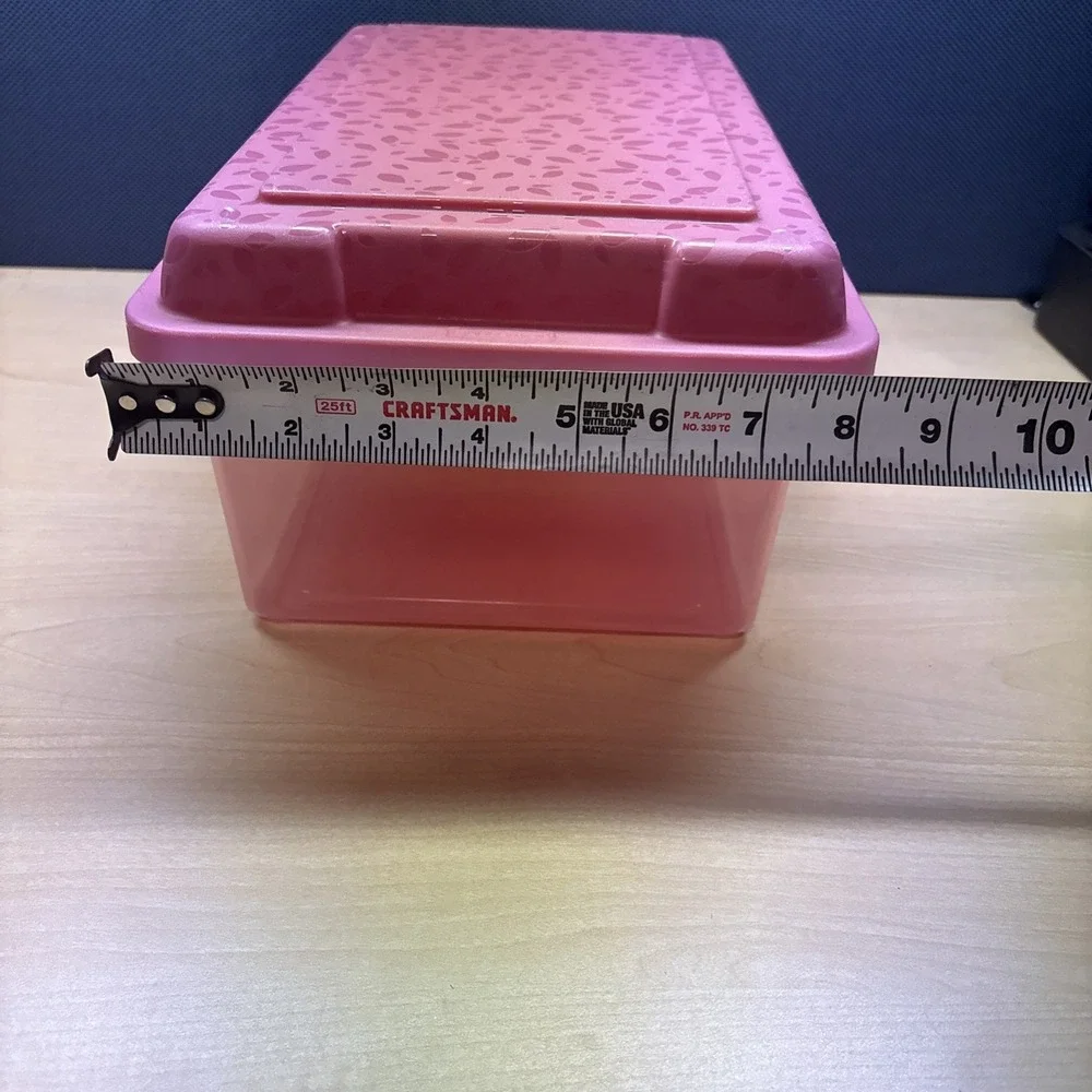 Rubbermaid Vintage Pink Clear Leaves Snap Storage Container Box Rectangle